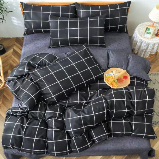 Set lenjerie de pat bumbac satinat 4 piese – Design rafinat și textură delicată, Cod 0033-S