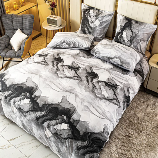 Set lenjerie de pat bumbac satinat 4 piese – Design rafinat și textură delicată, Cod 0034-S