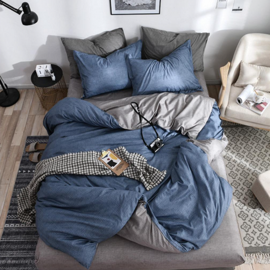 Set lenjerie de pat bumbac satinat 4 piese – Design rafinat și textură delicată, Cod 0049-S