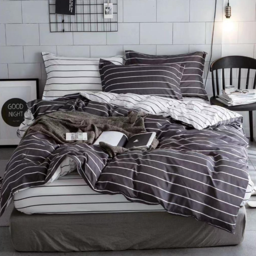 Set lenjerie de pat bumbac satinat 4 piese – Design rafinat și textură delicată, Cod 0053-S