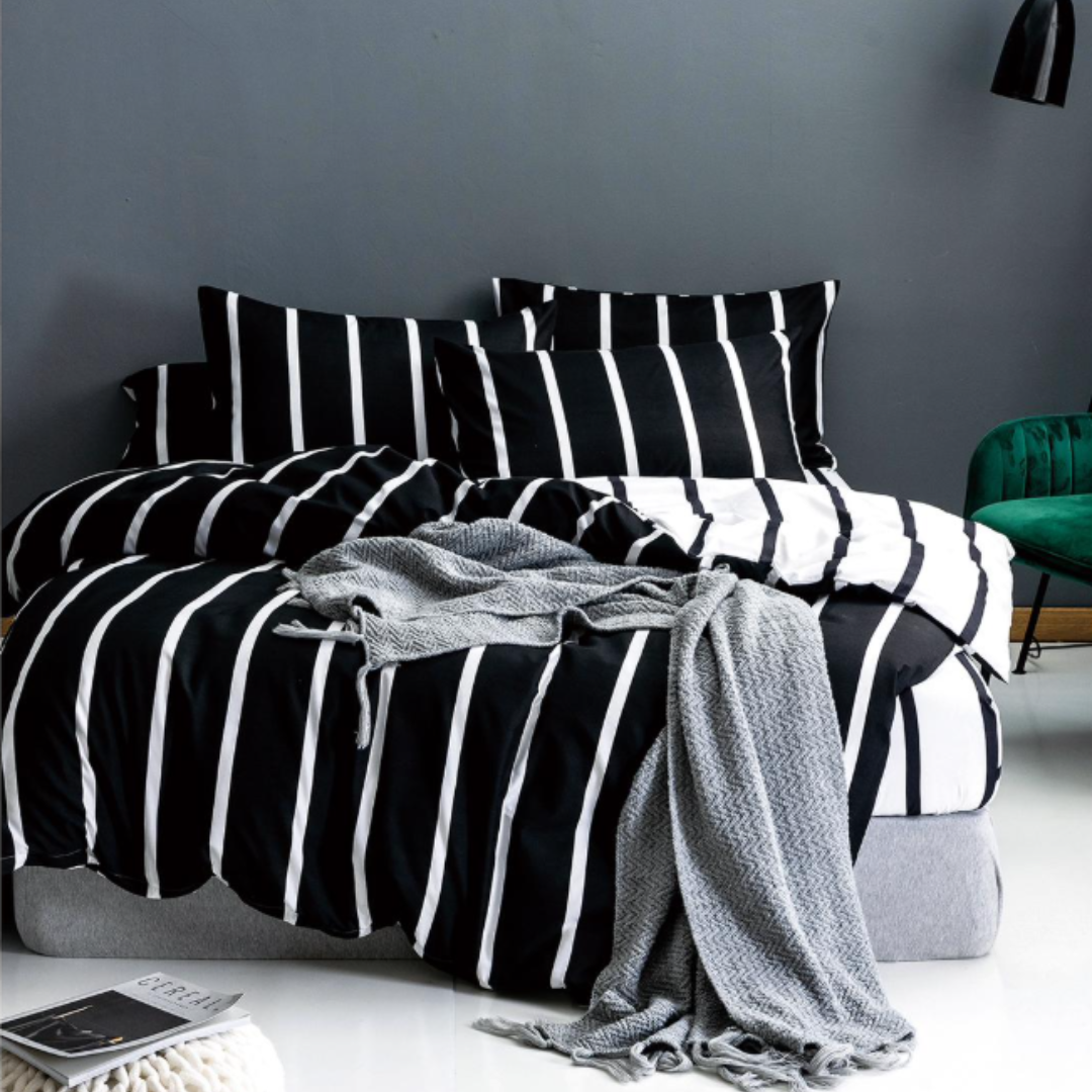 Set lenjerie de pat bumbac satinat 4 piese – Design rafinat și textură delicată, Cod 0055-S