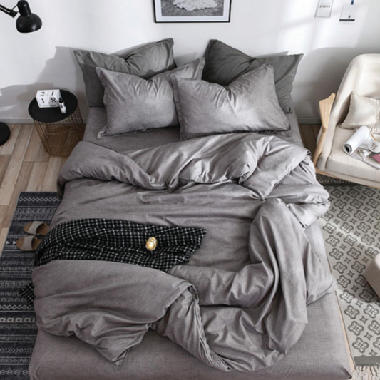 Set lenjerie de pat bumbac satinat 4 piese – Design rafinat și textura delicata, Cod 0058-S