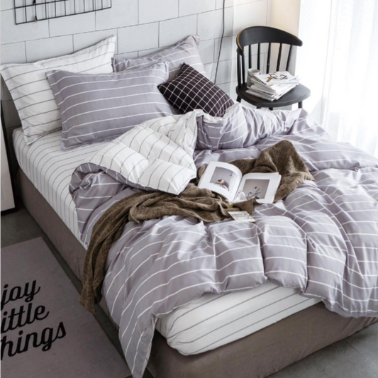 Set lenjerie de pat bumbac satinat 4 piese – Design rafinat și textura delicata, Cod 0062-S