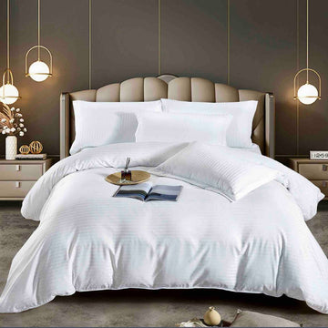 Set lenjerie de pat damasc 1 persoană – Calitate superioară, 100% bumbac, Cod 0597-J